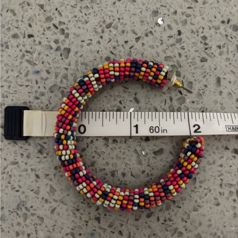 Multicolor Beaded Hoops - Picture 4 of 5